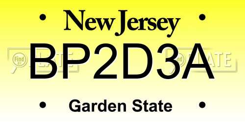 BP2D3A New Jersey License Plate