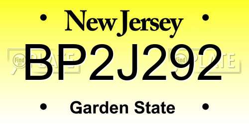 BP2J292 New Jersey License Plate