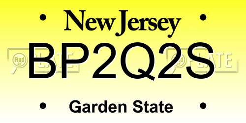 BP2Q2S New Jersey License Plate