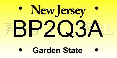 BP2Q3A New Jersey License Plate