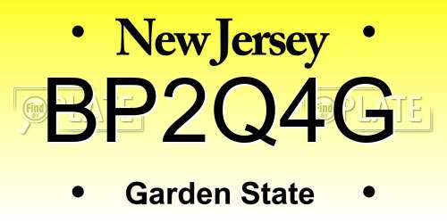 BP2Q4G New Jersey License Plate