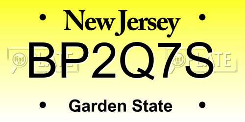 BP2Q7S New Jersey License Plate