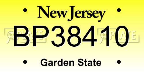 BP38410 New Jersey License Plate