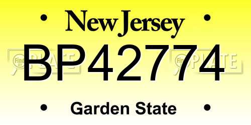 BP42774 New Jersey License Plate