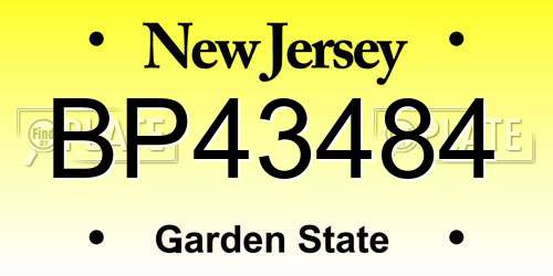 BP43484 New Jersey License Plate