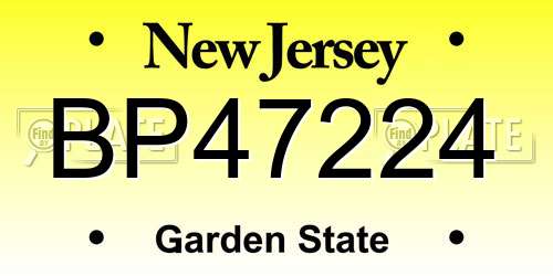BP47224 New Jersey License Plate