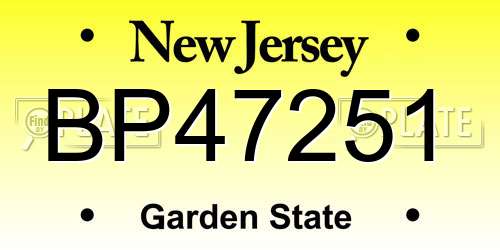 BP47251 New Jersey License Plate