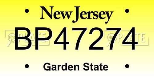 BP47274 New Jersey License Plate