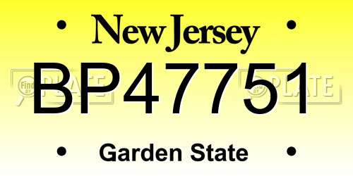 BP47751 New Jersey License Plate