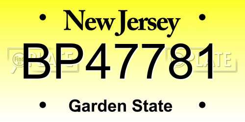 BP47781 New Jersey License Plate