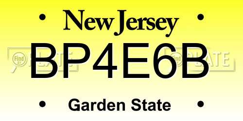 BP4E6B New Jersey License Plate