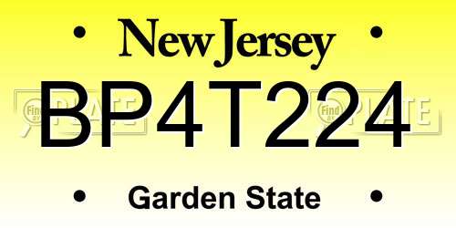 BP4T224 New Jersey License Plate