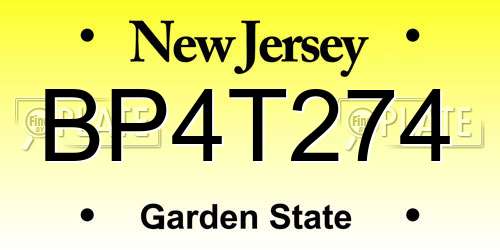 BP4T274 New Jersey License Plate