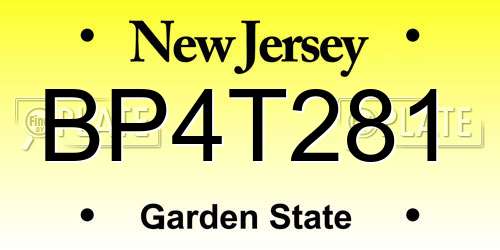 BP4T281 New Jersey License Plate