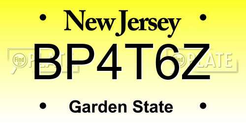 BP4T6Z New Jersey License Plate