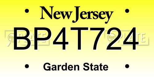 BP4T724 New Jersey License Plate