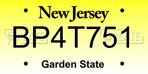 BP4T751 New Jersey License Plate