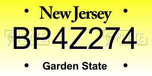 BP4Z274 New Jersey License Plate