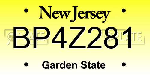 BP4Z281 New Jersey License Plate