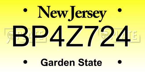 BP4Z724 New Jersey License Plate