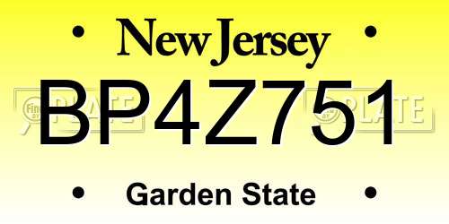 BP4Z751 New Jersey License Plate