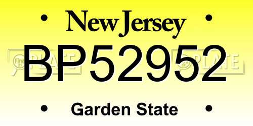 BP52952 New Jersey License Plate