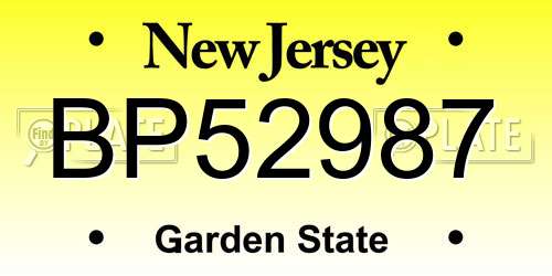 BP52987 New Jersey License Plate