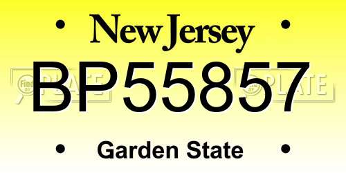 BP55857 New Jersey License Plate