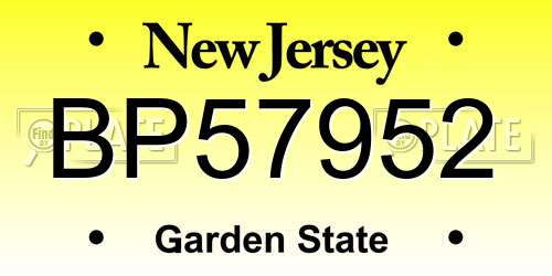 BP57952 New Jersey License Plate