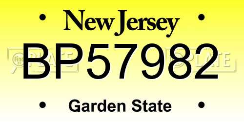 BP57982 New Jersey License Plate