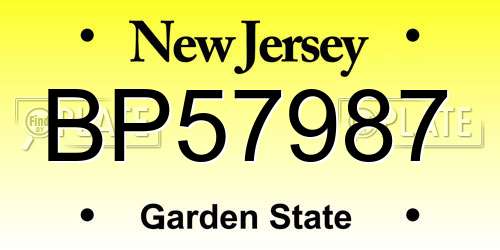 BP57987 New Jersey License Plate