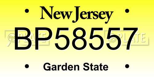 BP58557 New Jersey License Plate