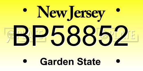 BP58852 New Jersey License Plate