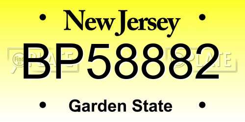 BP58882 New Jersey License Plate