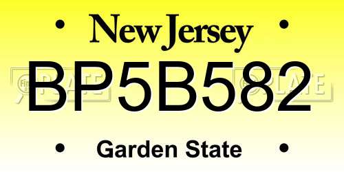 BP5B582 New Jersey License Plate