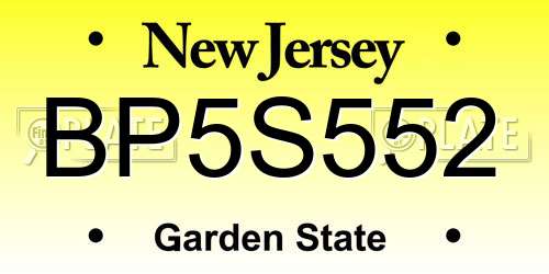 BP5S552 New Jersey License Plate