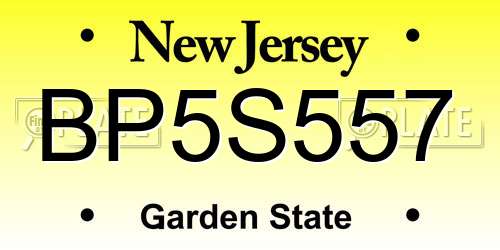 BP5S557 New Jersey License Plate