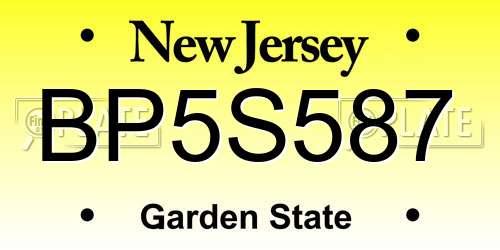 BP5S587 New Jersey License Plate