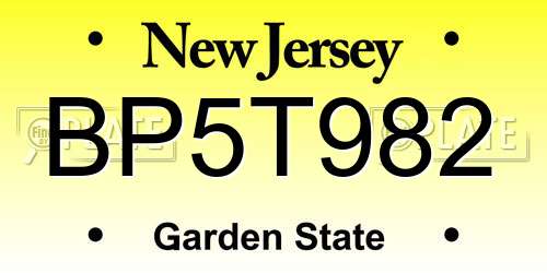 BP5T982 New Jersey License Plate
