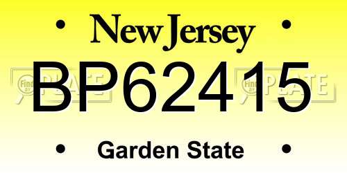 BP62415 New Jersey License Plate