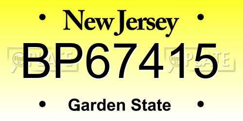 BP67415 New Jersey License Plate