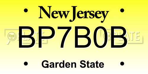BP7B0B New Jersey License Plate