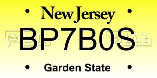 BP7B0S New Jersey License Plate