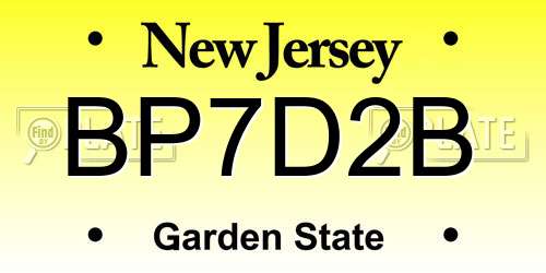 BP7D2B New Jersey License Plate
