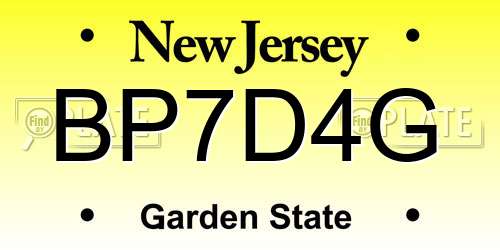 BP7D4G New Jersey License Plate