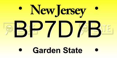 BP7D7B New Jersey License Plate