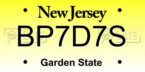 BP7D7S New Jersey License Plate