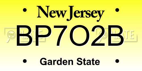 BP7O2B New Jersey License Plate