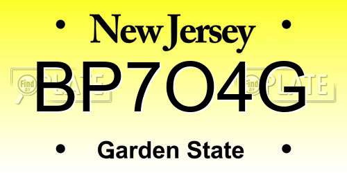 BP7O4G New Jersey License Plate