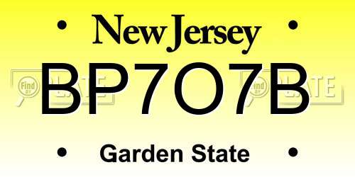 BP7O7B New Jersey License Plate